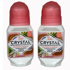 Crystal Mineral-Enriched Deodorant Roll-On Coconut & Vanilla 2.25 Fl Oz Set Of 2